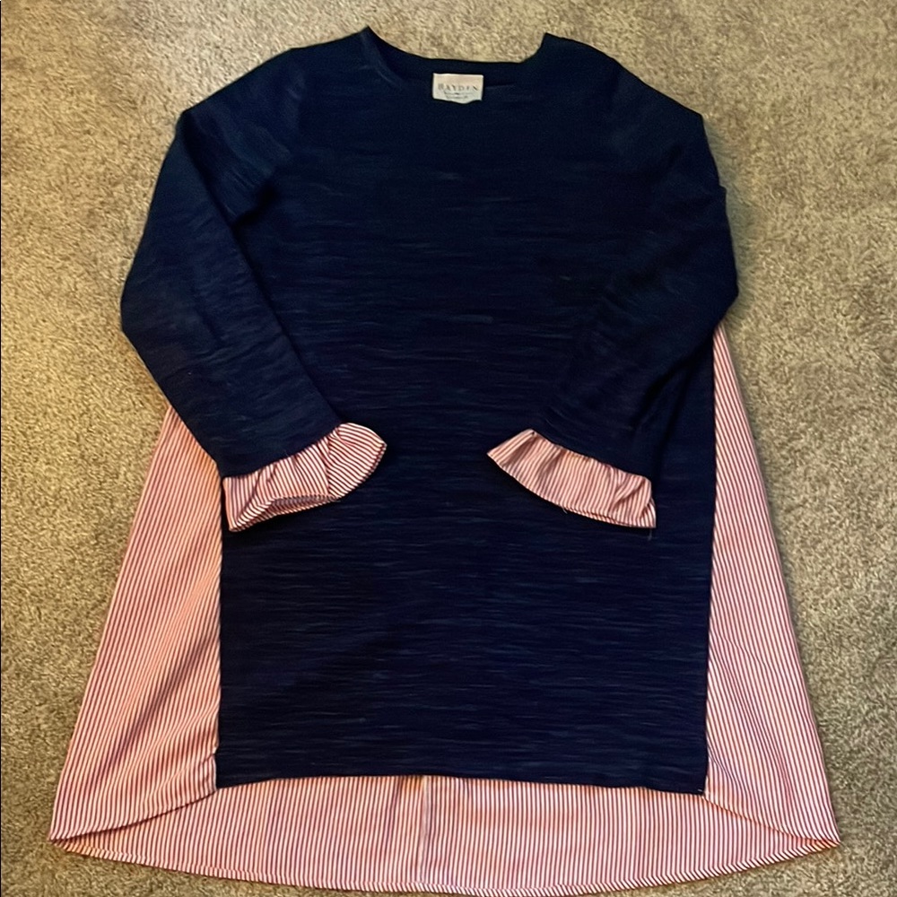 Hayden Blue and Pink Layered Sweater/Shirt dress